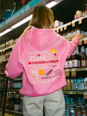 Dandy Worldwide Pink "Quality Time" Oversized Hoodie